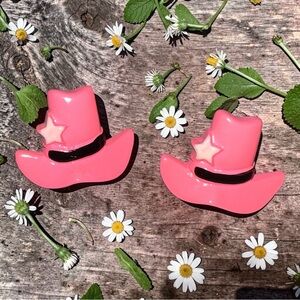 NEW Pink Cowboy Hat Earrings